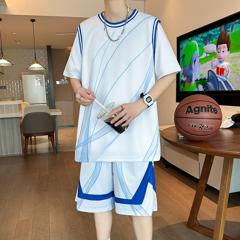 1302 White Blue (top+shorts)